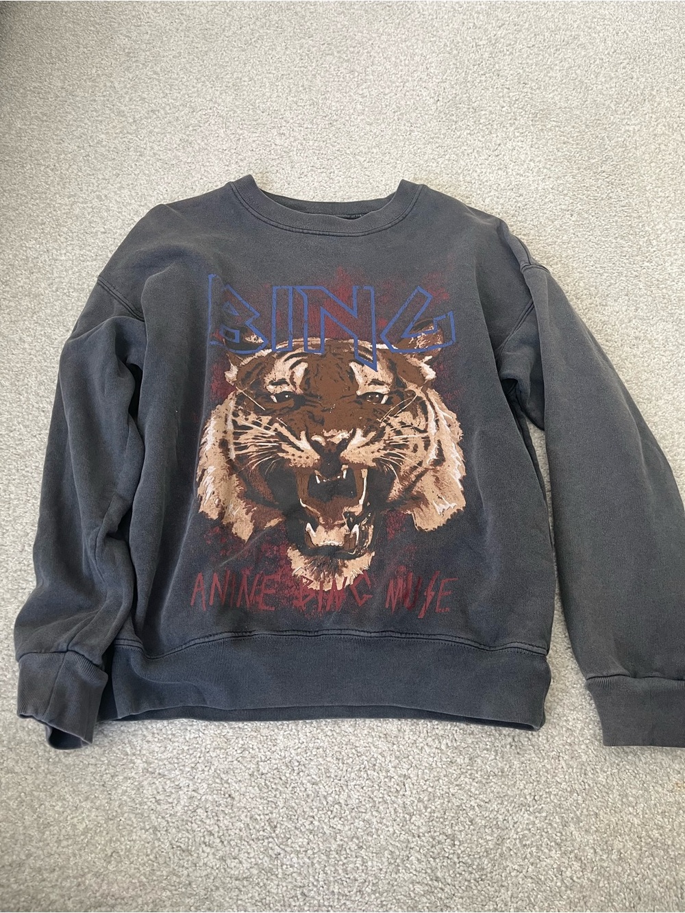 Anine Bing Graphic Tiger Crewneck Sweatshirt - Black